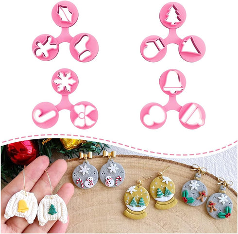 Keoker Mini Christmas Polymer Clay Cutters for Earrings, Christmas Tree and Holiday Designs