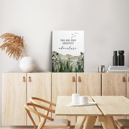 XWELLDAN 11 14 Inch, You are Our Greatest Adventure Woodland Nursery Inspirational Wall Art Canvas Prints,Watercolor