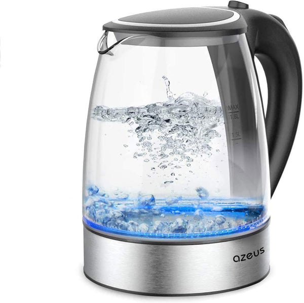 Fast Boil Electric Water Kettle, 1.8L with Auto Shut-Off and Boil-Dry Protection, BPA-Free Borosilicate Glass &