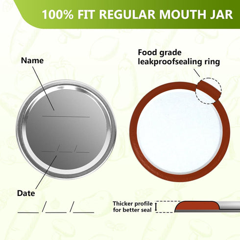 DSJIFGEW 52Pcs Premium Canning Lids - Rings for Regular Mouth Mason Jars, Food Grade Split-Type Metal Canning Kerr Jar