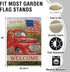 Welcome Summer American Red Truck 4th of July Decorative House Flag, Garden Yard Lawn Patriotic America Dog Outside Decor, USA Spring Home Outdoor Large Burlap Decoration 28x40