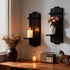 SUJUN Set 2 Rustic Candle Holder of Vintage Black Wooden Wall Sconces for Fireplace, Bedroom & Living Room Farmhouse