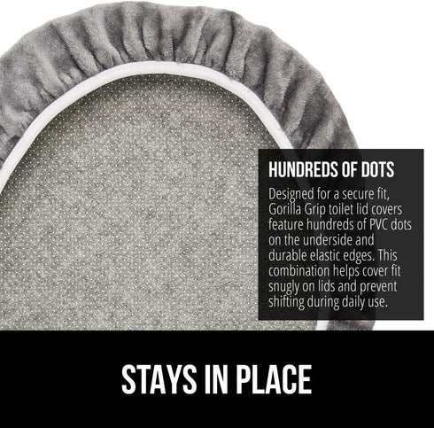 GORILLA GRIP Thick Memory Foam Toilet Lid Seat Cover, Soft Velvet, Machine Wash, Graphite, 19.5x18.5