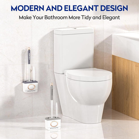 Aokala Set Dark Gray Toilet Bowl Cleaner - Silicone Toilet Brush and Holder for Deep Cleaning