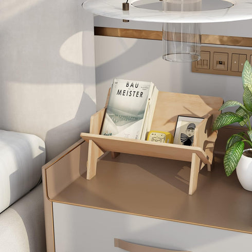 RekRang Wooden Tabletop Bookshelf Titled Desktop Bookshelf Cookbook Shelf,Small Bookcases for Magazine Books CDs,Book