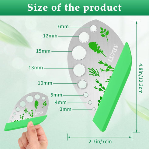 9 Herb Stripper holes, Luxiv Stainless Steel Kitchen Herb Stripping Tool Loose Leaf Kale Razor Metal Leaf Pealer
