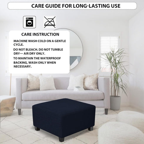 Square Ottoman Cover,Soft Stretch Jacquard Slipcover with Dual Waterproof Layers,Washable Furniture Protector