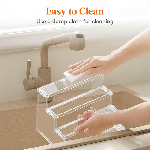 Lifewit 4 Tier Clear Display Risers Stand, Plastic Risers for Display, Organizer for Figures, Cupcake, Dessert, Desktop