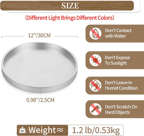 12" Hanobe Decorative Trays for Coffee Table: Round Sliver Tray for Home Decor - Modern Circle Ottoman Trays for Living