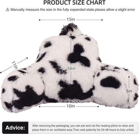 Aimuan Reading Pillow Bed Rest Pillow with Arms Plush Shaggy Fur Cushion for Adults Teens Incline Rest Sitting up