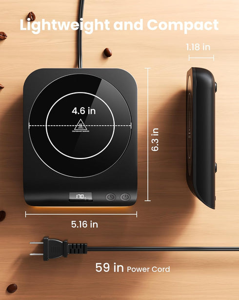 3 Settings, 2-10H 50W Gaiatop Coffee Mug Warmer, Temperature Auto Shut Off and Warm Strip Indicator Lights, Smart Cup