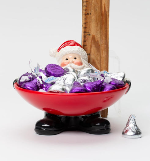 Ceramic Santa Candy Bowl, 3-5/8-Inch, 8 ounces, Red