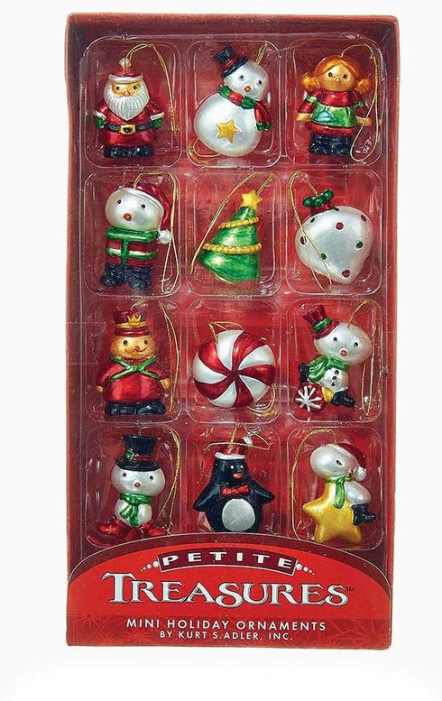 Kurt S. Adler 1.25-Inch Petite Treasures Mini Ornament Set, Multi, 12 Piece