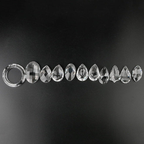 11pcs H&D Clear Crystal Chandelier Lamp Lighting Drops Pendants Balls Prisms Hanging Glass Prisms Parts Suncatcher
