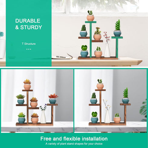 Wooden Tabletop Plant Stand, 5 Tier Succulent Plant Holder, Decorative Planter Holder for Living Room Home Office