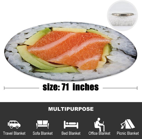 kerscton 71 Inches Sushi Blanket Giant Food Blankets Funny Soft Sushi Blankets Adult Size Flannel Gift for Teens Boys