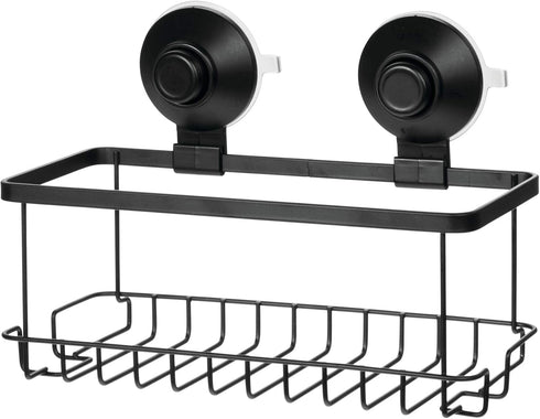 iDesign Everett Metal Push Lock Suction Shower Caddy, Extra Space for Shampoo, Conditioner, Soap, 9.1" x 4.53" x 3.63",