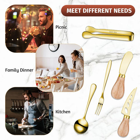 Charcuterie Board Accessories - 18 Pieces Spreader Knife Set with Wooden Handles for Parties