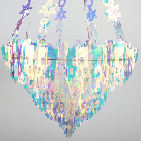 Frozen Hanging Decorations Iridescent Chandelier Shaped Foil Ceiling Hanging Ornament for Bridal Shower Wedding