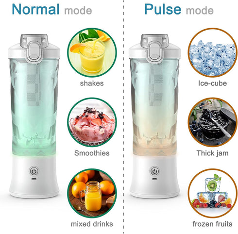 Portable Personal Size Blender for Shakes and Smoothies, 20 Oz Mini Blender for Kitchen, Home, Travel with 6 Blades