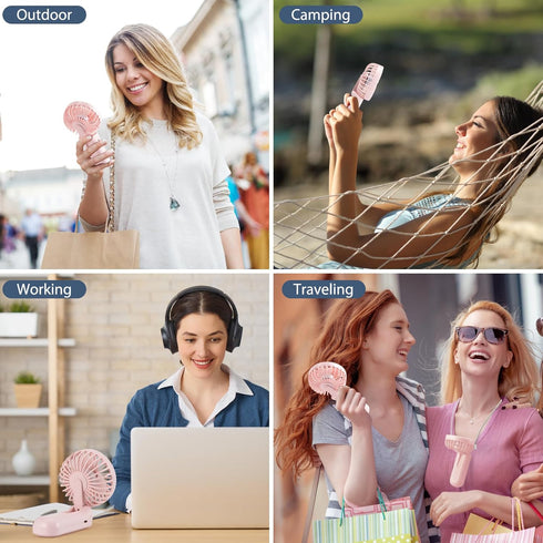Mini Fan Handheld, 3 in 1 Rechargeable Small Portable Fan for Travel, 2400mAh Battery Operated with LED Display