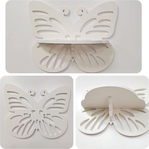 Butterfly Shaped Nursery Wall Deor Floating Shelf, Cute Wall Display Rack for Kids Room, Small Decorative Shelf Wall