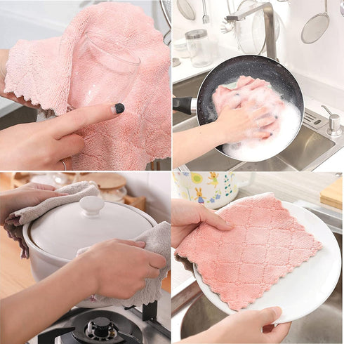 SAOYOAS 32 Pack Kitchen Cloth, Microfiber Dish Towels Washcloths, Super Absorbent Coral Velvet Dishtowels, Premium