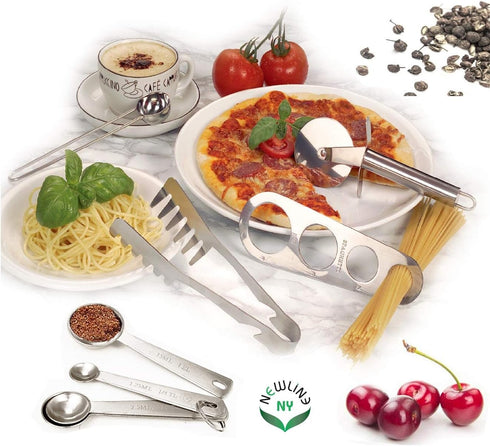 NewlineNY Stainless Steel 5 Pcs Handy Gourmet Pasta and Kitchen Tool Set, Multipurpose Kitchen Tools
