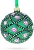 1907 Rose Trellis Royal Egg Green Glass Ball Christmas Ornament, 3.25 Inches