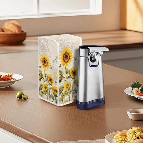 Sunflower Electric Can Opener Cover, Decorative Kitchen Appliance Dust Cover for Home Kitchen, Beige