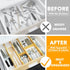 SpaceAid Bamboo Drawer Dividers with Inserts and Labels, Adjustable Kitchen Drawer Organizers, 4 Dividers (17-22 in)