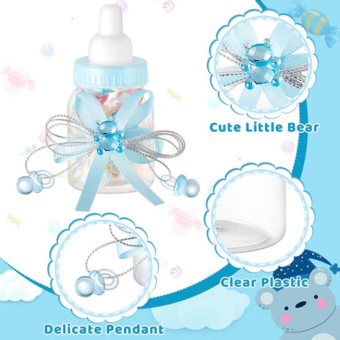 48 Nuenen Pcs Baby Shower Milk Bottles with Ribbon Plastic Bear Candy Bottles Baby Shower Favors Gender Reveal Wedding