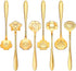 Chengu 8 Pieces Flower Coffee Tea Spoons Stainless Steel Sugar Spoons Set, 8 Different Patterns (Gold)