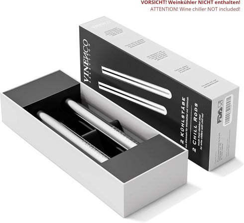 2 Extra Stainless Steel Chill Rods for Your Wine Cooler Set | Design Bar Accessory Men Women