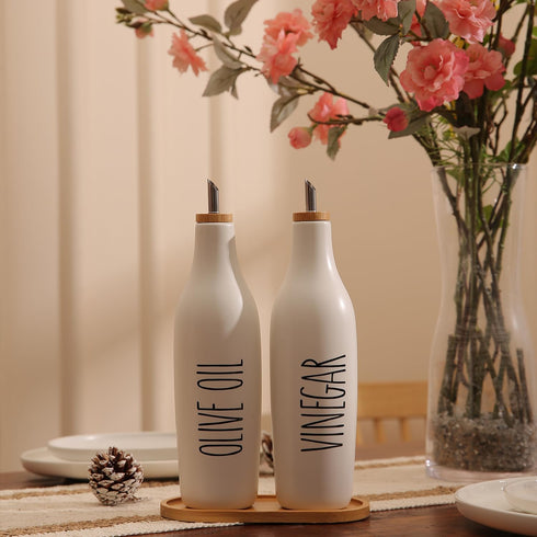 Set, 16oz Set 2 HOMCDALY Olive Oil and Vinegar Dispenser Ceramic Oil Dispenser for Kitchen, Kitchen Dispenser Bottle