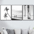 VLOLIFE Black and White Coastal Surfing Landscape Posters and Prints, Unframed Canvas Painting Home Decor 16X24inchX3