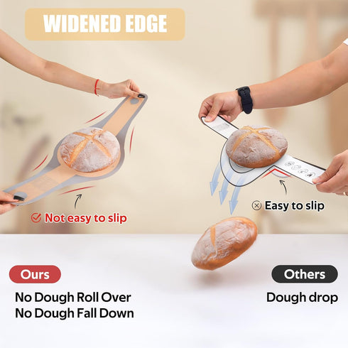 Folksy Super Kitchen 2 Pcs Silicone Bread Sling, Extra Wider, Non-Stick Baking Mat for Sourdough, Brown, Gray