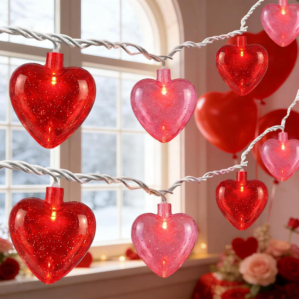 Oviejo Valentine Red & Pink Heart String Lights, 8.5FT Valentine's Day Decorations
