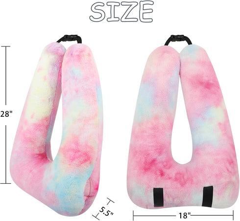 MissSoul Kids Travel Pillow for Car Seat with Hand Muff, Cartoon Neck & Headrest Seat Belt Pillow for Car Road Trips
