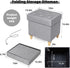 15"x12.6"x15.4 CAROLMADE Folding Storage Ottoman Cube Linen Footstool with Wood Legs Ottoman Footrest for Living Room