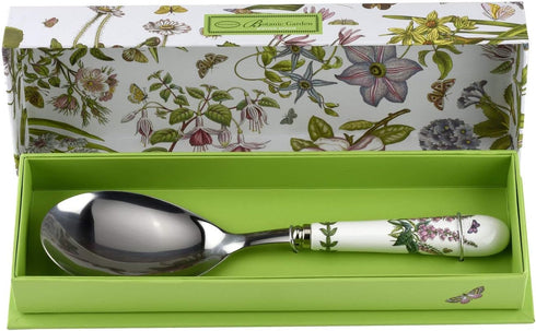 Portmeirion Botanic Garden 10" Serving Spoon, Foxglove Motif, Porcelain Handle & Stainless Steel