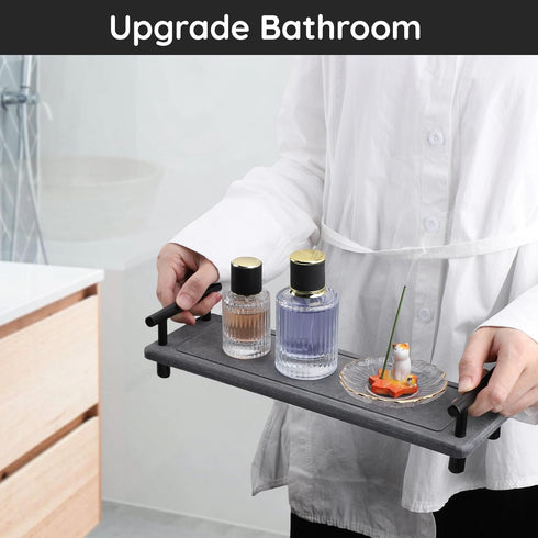 Segbeauty Instant Dry Sink Caddy - Diatomaceous Earth Fast Drying Stone Vanity Tray for Kitchen Countertop