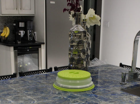 Dependable Industries' 2-in-1 Collapsible Microwave Splatter Guard Cover & Vegetable Washing Colander