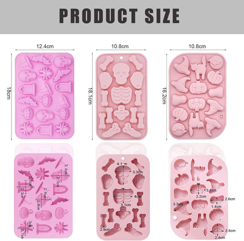 Halloween Silicone Molds For Baking,3 Pack Halloween Molds For Chocolate Candy Molds Silicone Pumpkin Skull Mold Cake Skeleton Mold Ghost Bat Silicone Mold Halloween Party Cupcake Topper Decorating by LLchunyun