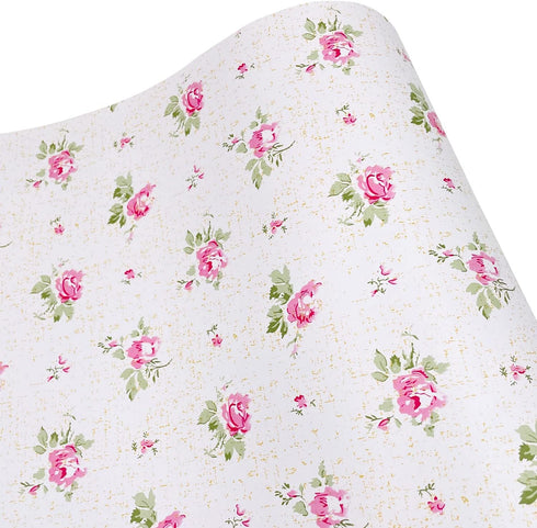 SimpleLife4U Pink Rose Furniture Protect Paper - Removable Shelf Liner for Kitchen Cabinet Dresser Drawer Covering