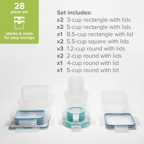 Snapware Total Solutions 28-Pc Food Storage Container Set, Plastic Meal Prep and Pantry Organization