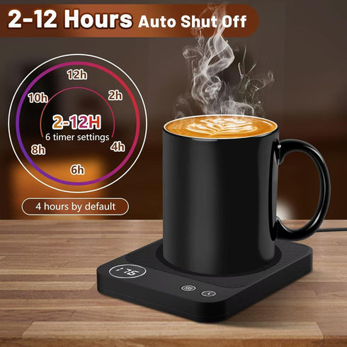3 Settings, 2-12H Mug Warmer, Electric Coffee Warmer with Temp Auto-Shutoff Coffee Mug Warmer for Home/Office Desk