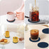 4 Inch Set 6 Blue Silicone Coasters with Holder, Non-Slip Round Coffee Cup Mats, Modern Drink Coaster of for Desk