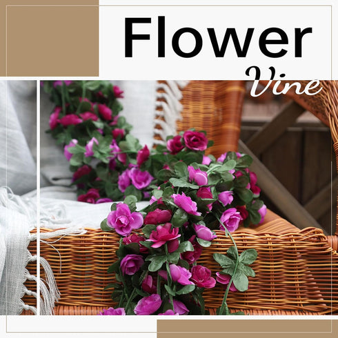 Miracliy 5Pcs 41FT Purple Flower Garland, Artificial Rose Arch Vines for Wedding Backdrop Decoration