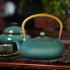Green Cast Iron Teapot, Large Capacity 40oz/1200ml with Infuser for Loose Leaf, Stovetop Safe